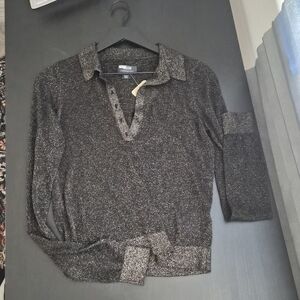 Maeve Black and Gold Sheer Top